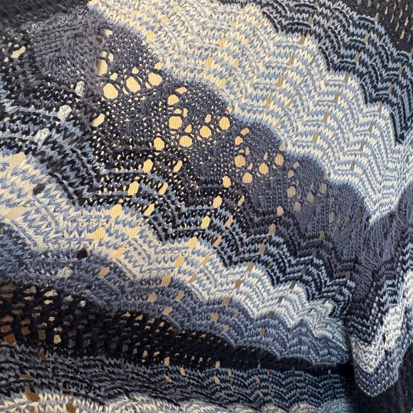 Open-Front Cardigan Sweater 2X CJ Banks Blue Navy Lightweight Open Weave - Picture 4 of 8